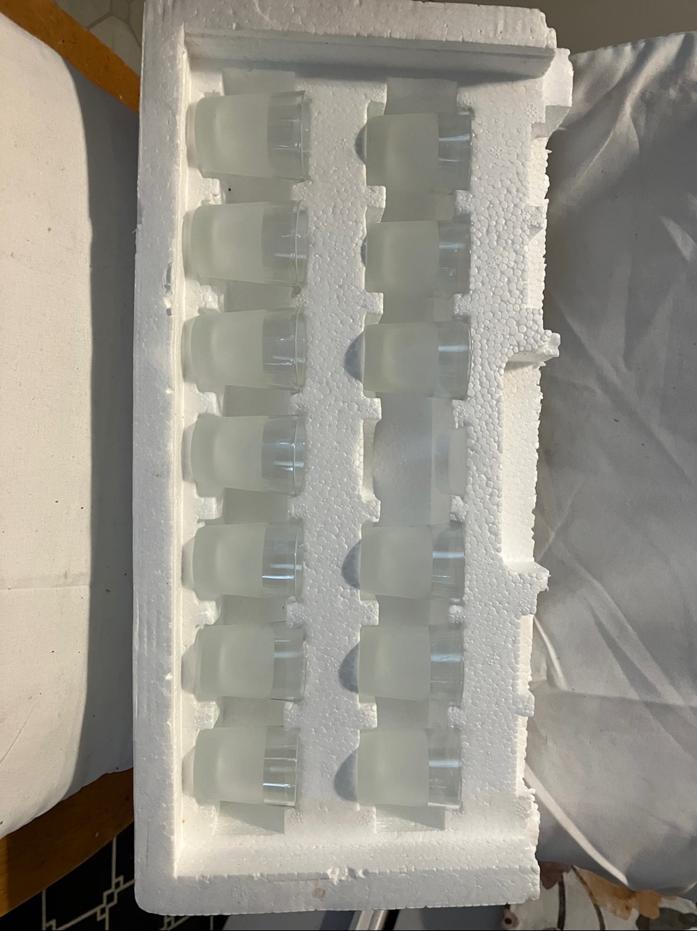 Lucky 13. Set of frosted mini shot glasses. Perfect condition